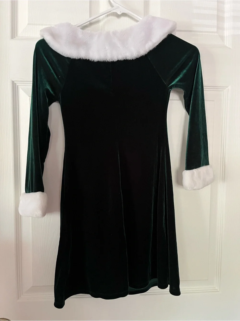 iZ Byer California Girls Sz8 Green Velvet Holiday Dress, White Faux Fur Trim